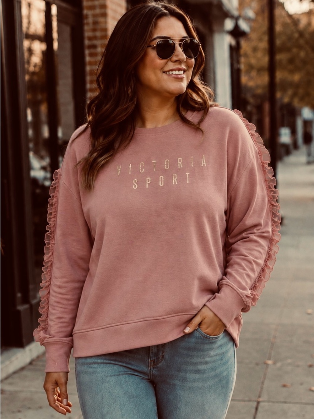 Victoria's Secret Rose Ruffle-Sleeve Sweatshirt